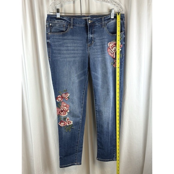 Kensie Jeans‎ Blue Denim Embroidered Floral Skinny Fit 10/30 Streetwear 67-39 - Picture 9 of 14